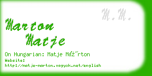 marton matje business card